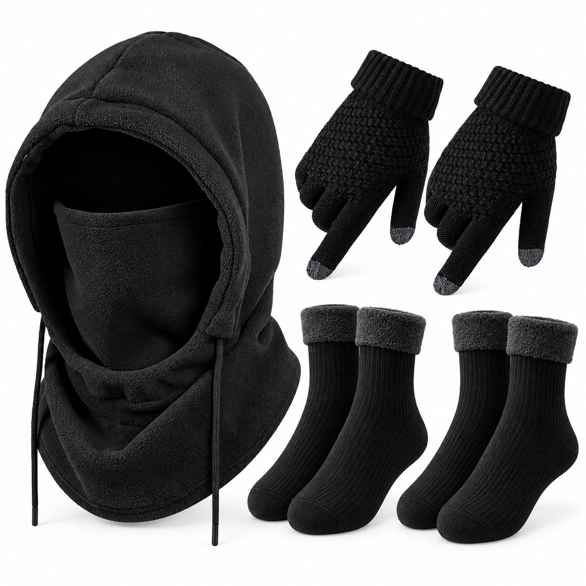 Unisex Adult Plain Winter Warm Multi-Pieces Outdoor Wear Set