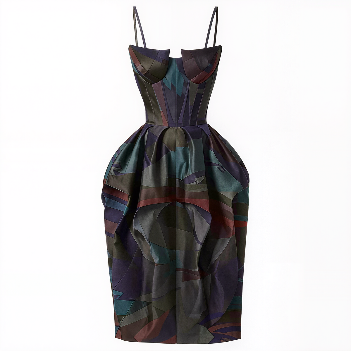 Midnight Mosaic Corset Midi Dress