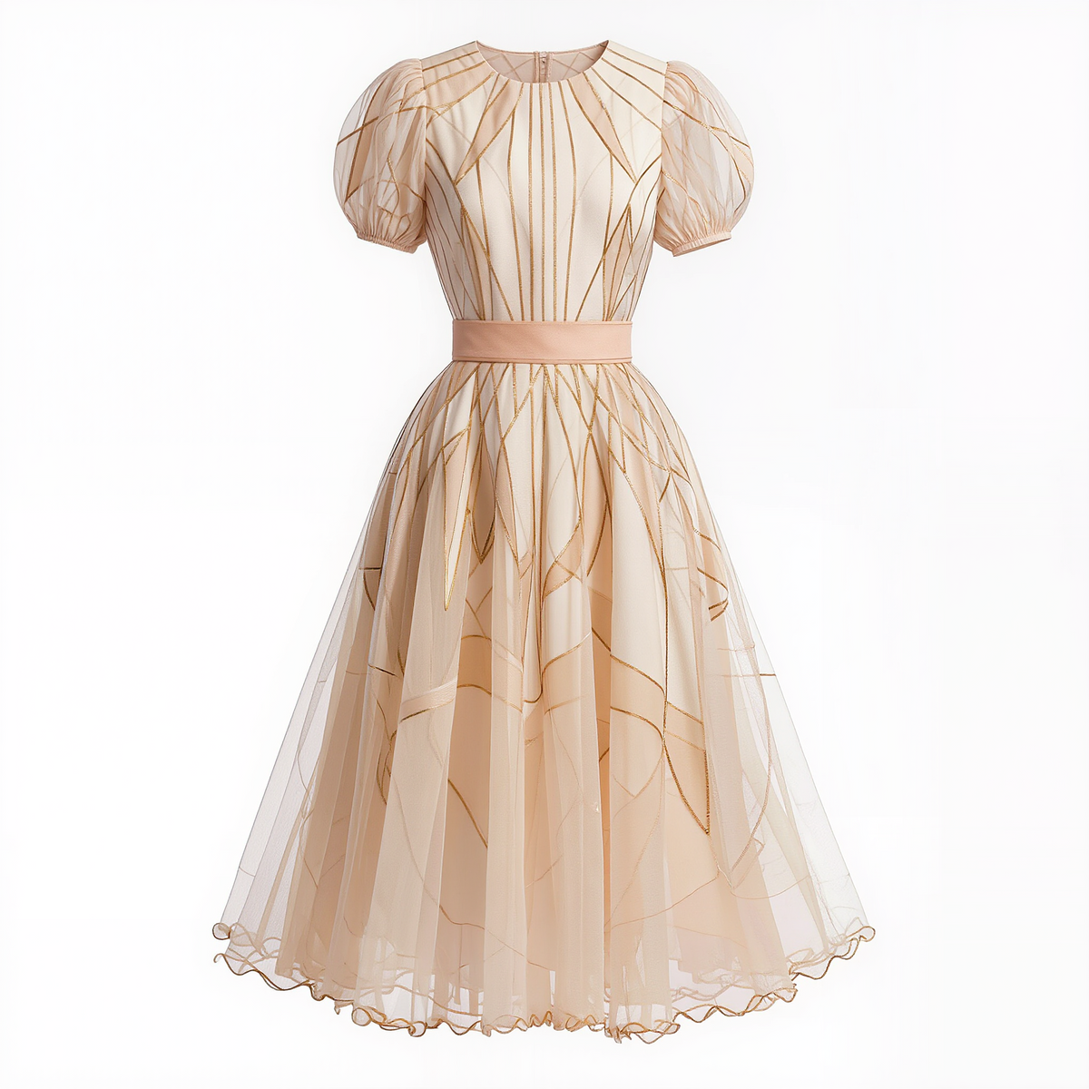 Celestine Gold-Lined Tulle Maxi Dress