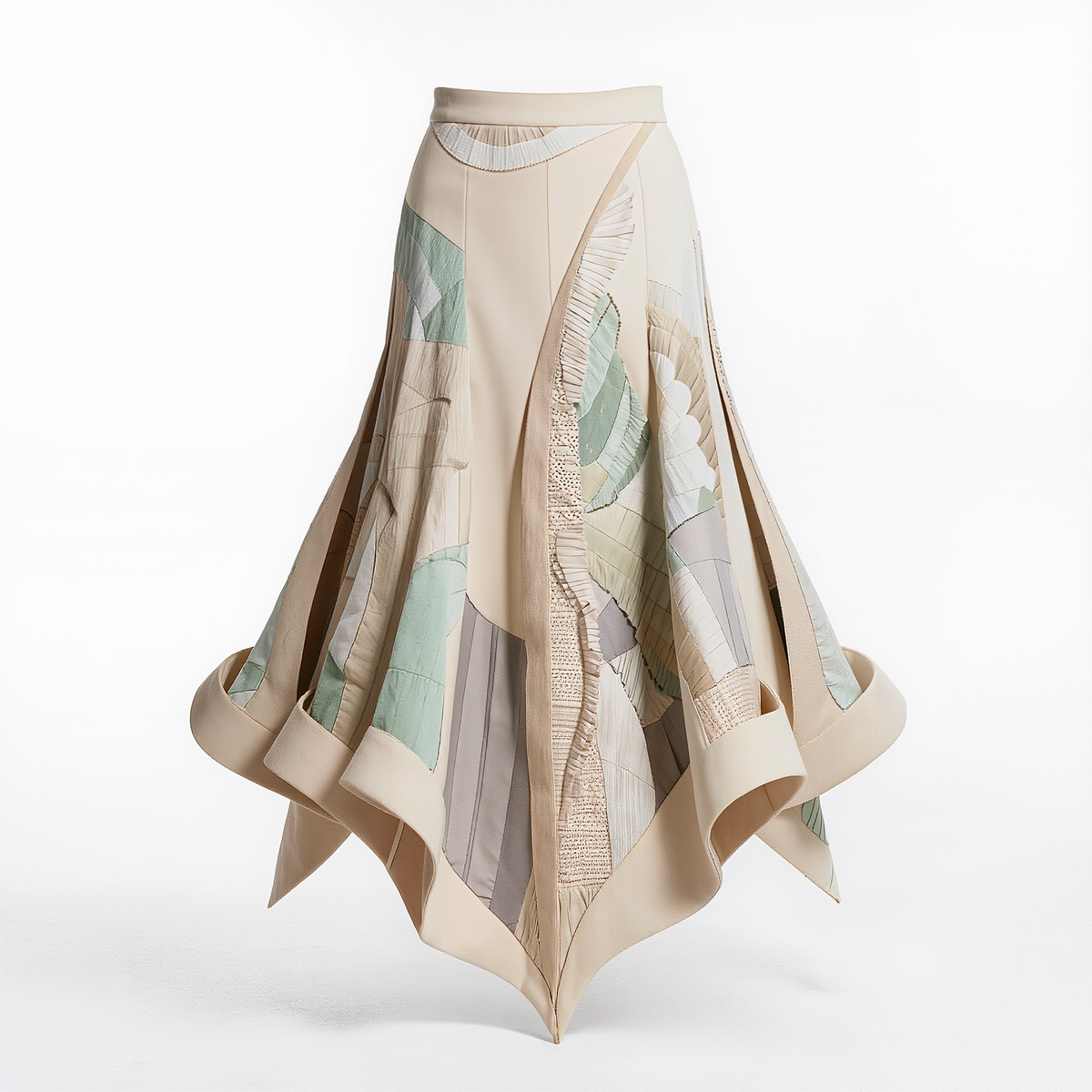 Elowen Abstract Patchwork Handkerchief Maxi Skirt