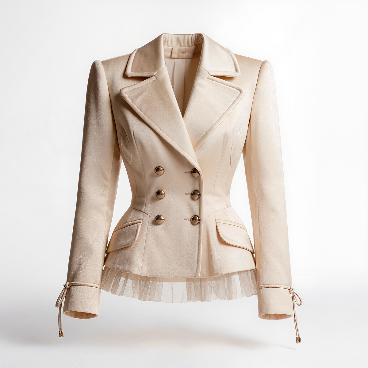 Vivienne Sculpted-Waist Tulle-Hem Blazer