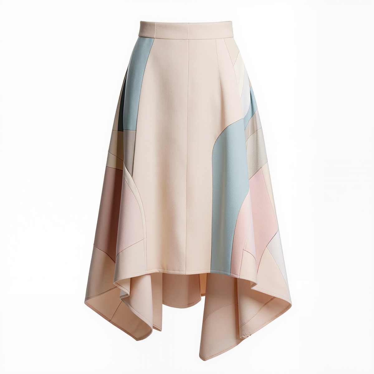 Marielle Pastel Colorblock High-Low Midi Skirt