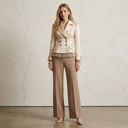 Vivienne Sculpted-Waist Tulle-Hem Blazer