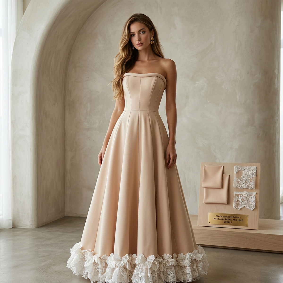 Rosalie Strapless Floral-Hem Maxi Dress