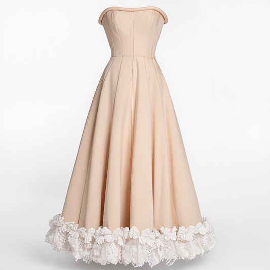 Rosalie Strapless Floral-Hem Maxi Dress