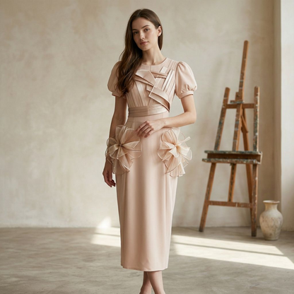 Aurelia Sculptural Floral Appliqué Maxi Dress