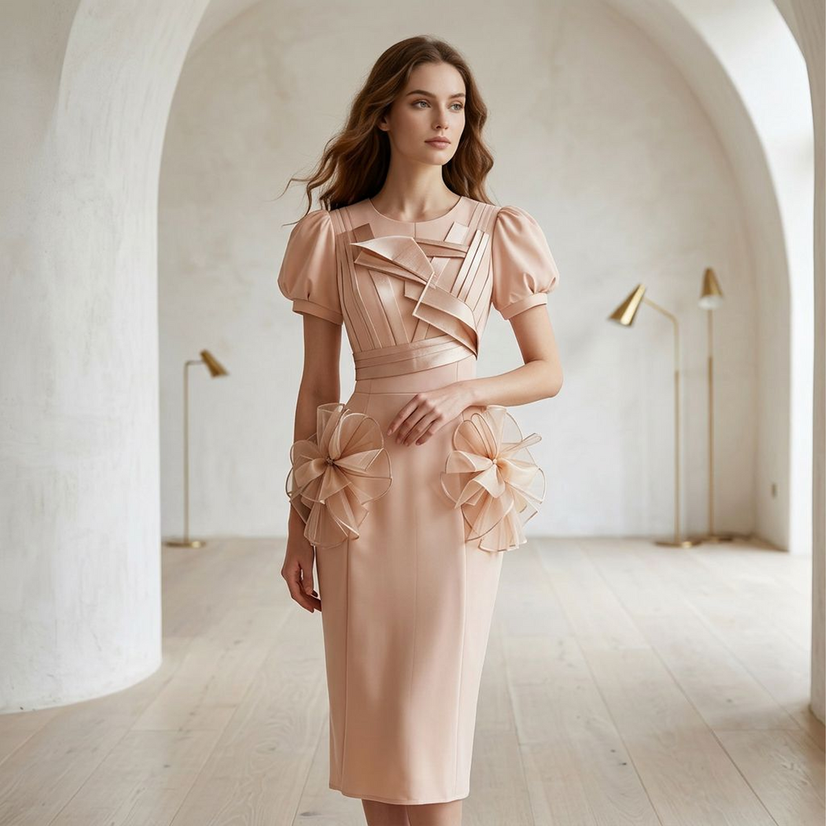 Aurelia Sculptural Floral Appliqué Maxi Dress