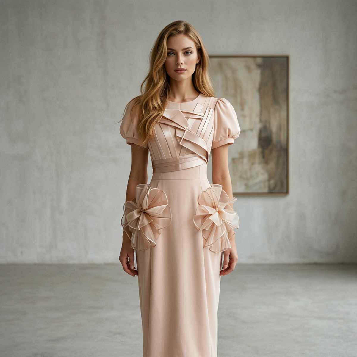 Aurelia Sculptural Floral Appliqué Maxi Dress
