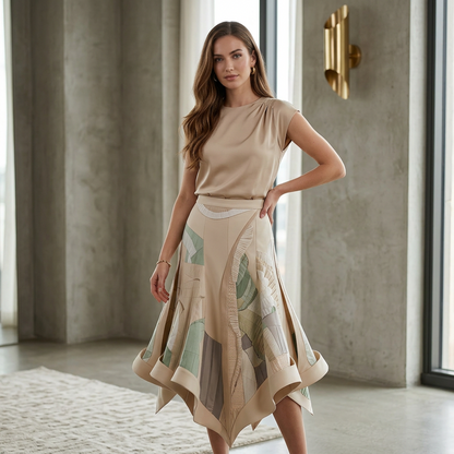 Elowen Abstract Patchwork Handkerchief Maxi Skirt