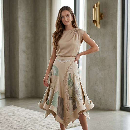 Elowen Abstract Patchwork Handkerchief Maxi Skirt