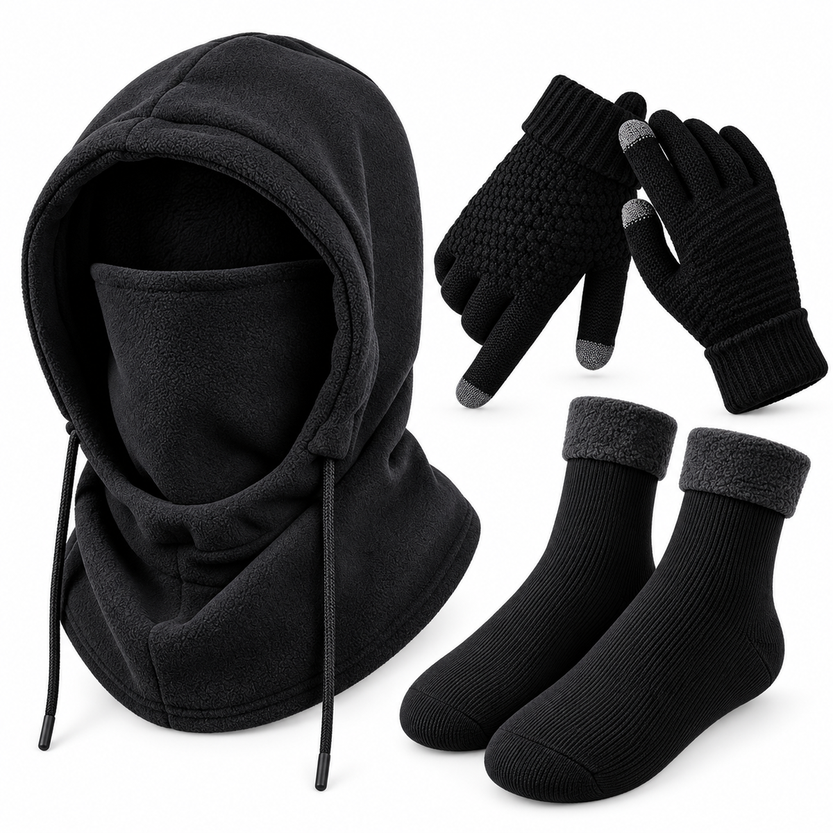 Unisex Adult Plain Winter Warm Multi-Pieces Outdoor Wear Set
