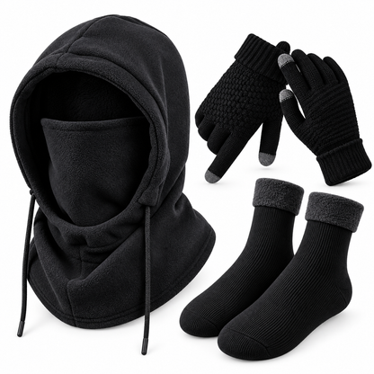 Unisex Adult Plain Winter Warm Multi-Pieces Outdoor Wear Set