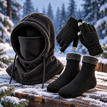 Unisex Adult Plain Winter Warm Multi-Pieces Outdoor Wear Set